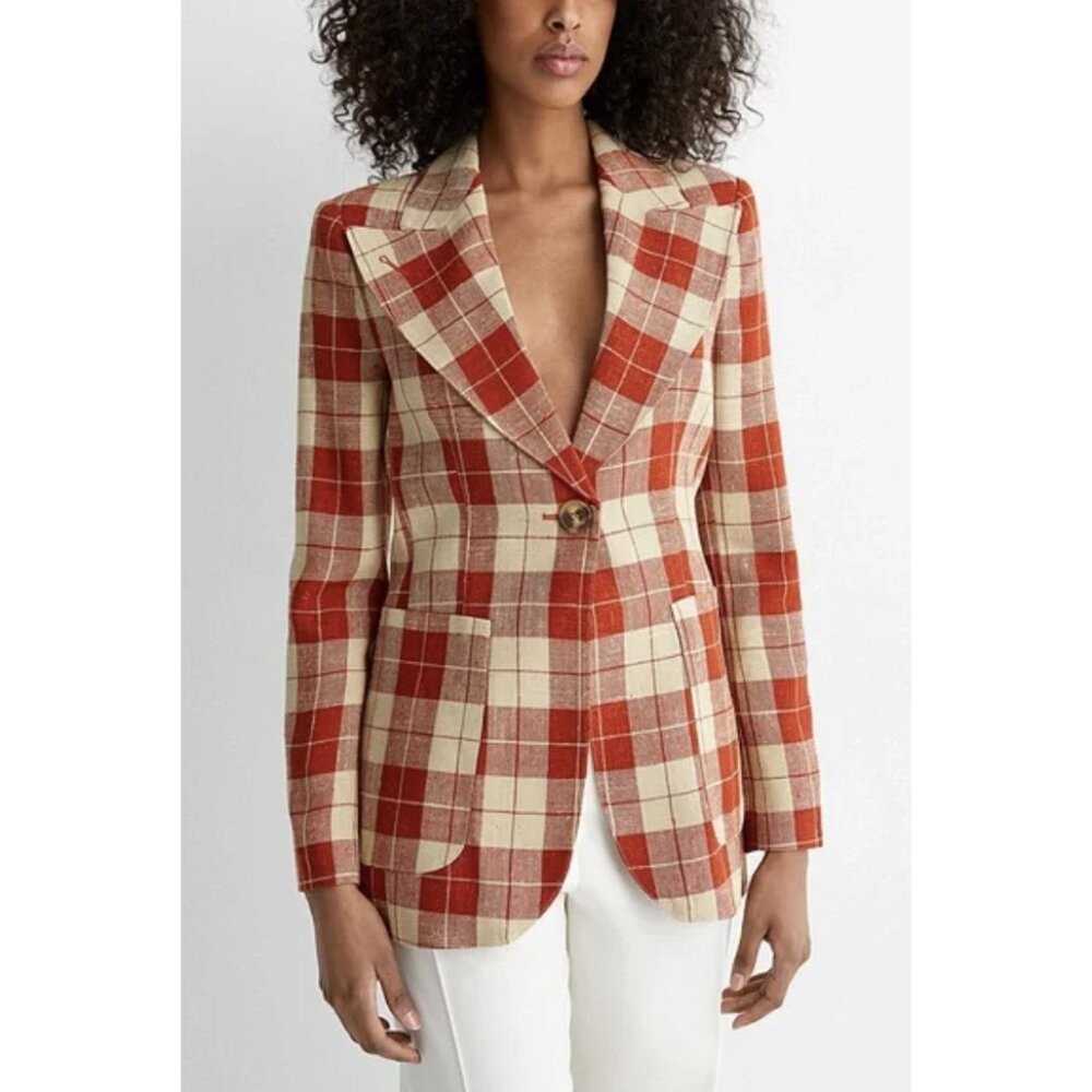 SMYTHE Patch Pocket Birkin Blazer in Rust Spring Tweed - Women's Size US 6 - Picture 1 of 16